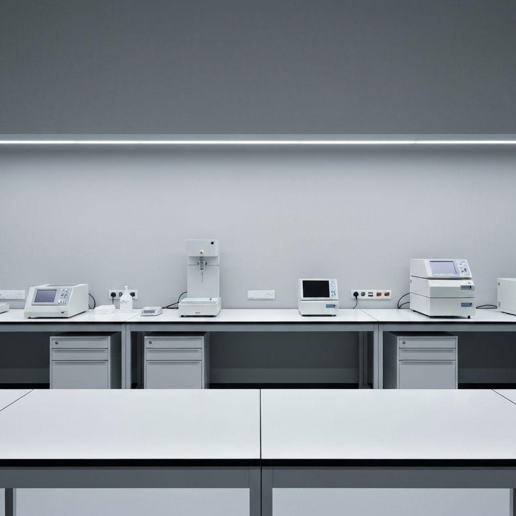 Espacio de laboratorio científico minimalista y profesional